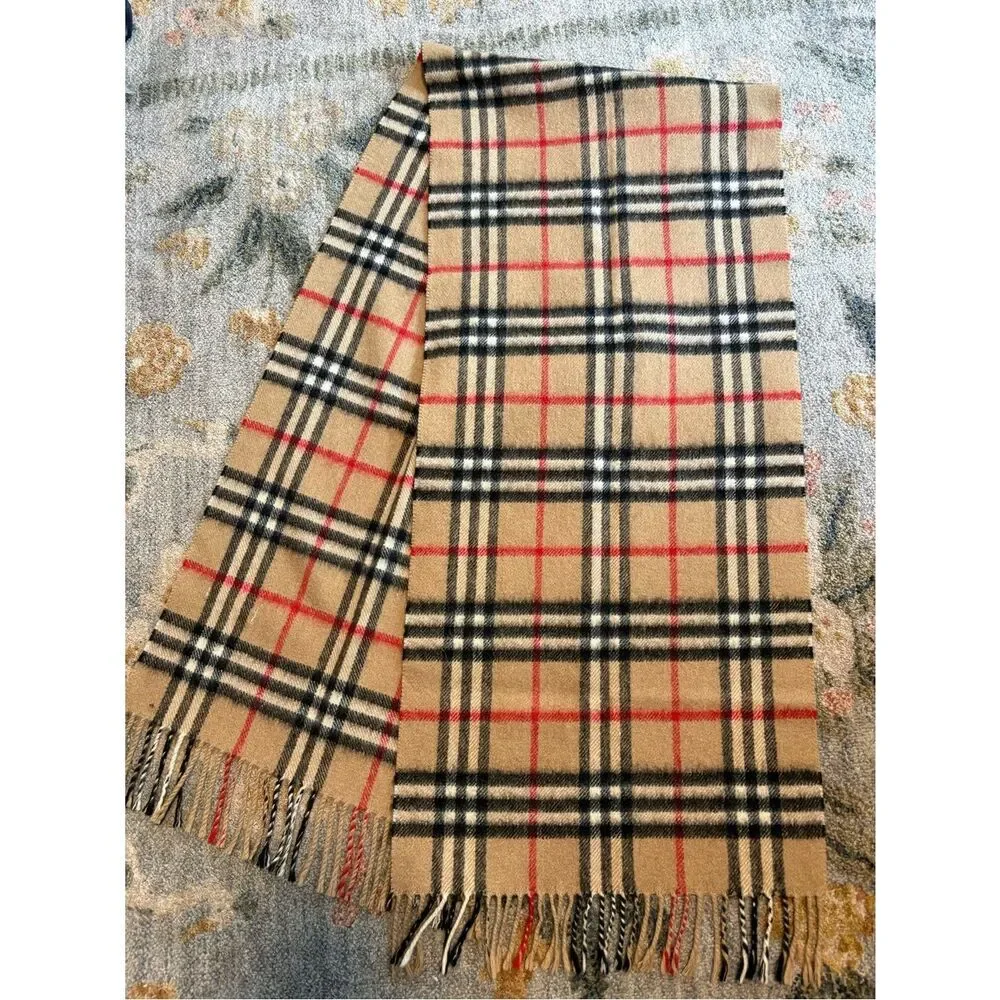 Authentic Vintage Burberry Nova Check Scarf 100% Cashmere